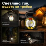 Преносима акумулаторна къмпинг соларна лампа осветление LED фенер USB зареждане за риболов палатка-3