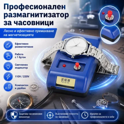 Размагнитизатор за часовници с бутон и светлинен индикатор