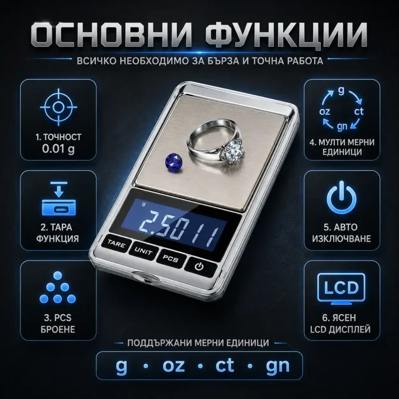 Професионална бижутерска електронна везна 0.01 до 200г за злато бижута лекарства-2