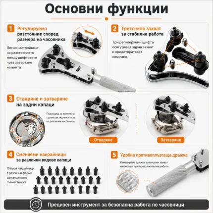 Професионална отварачка за часовници часовникарски инструмент за отваряне за смяна на батерия ремонт-2