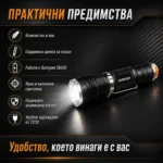 Джобен ръчен акумулаторен LED фенер зареждаща се батерия 18650 за къмпинг лов риболов палатка-3