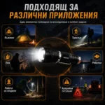 Джобен ръчен акумулаторен LED фенер зареждаща се батерия 18650 за къмпинг лов риболов палатка-7