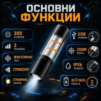 Силен акумулаторен фенер LED къмпинг осветление лампа 300 лумена USB за риболов палатка аварии-2
