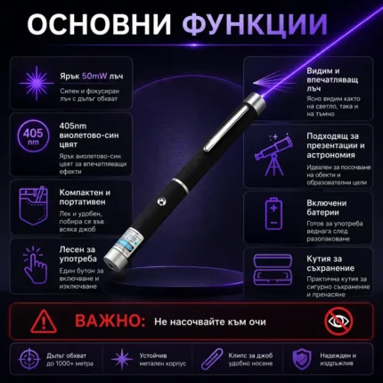 Силен виолетов син лазер за котки игра евтино мини лазерче-2