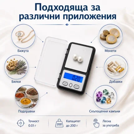 Точна джобна електронна везна 0.01 до 200г за храна бижута злато-2