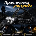Професионален мощен LED фенер туристически челник за глава лов риболов планинарство преходи каска-13