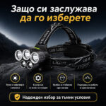 Професионален мощен LED фенер туристически челник за глава лов риболов планинарство преходи каска-16