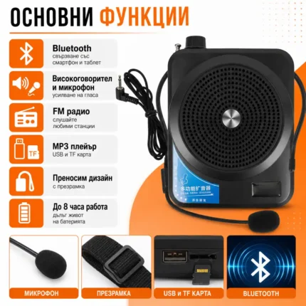 Силен високоговорител мегафон с микрофон за екскурзоводи училища протести-2