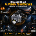 Мощен акумулаторен LED челник със сензор къмпинг лампа фенер за глава лов риболов къмпинг палатка-13