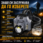 Мощен акумулаторен LED челник със сензор къмпинг лампа фенер за глава лов риболов къмпинг палатка-15