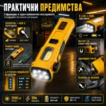 Мощен акумулаторен LED фенер къмпинг лампа осветление за риболов туризъм палатка аварии автомобил-3