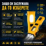 Мощен акумулаторен LED фенер къмпинг лампа осветление за риболов туризъм палатка аварии автомобил-6