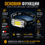 Мощен LED челник фенер за глава със сензор акумулаторен малък и компактен за бягане къмпинг риболов-15