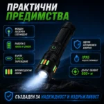 Мощен акумулаторен лазерен LED фенер далекобоен тактически ръчен прожектор водоустойчив USB-2