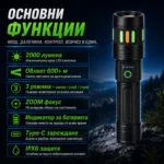 Мощен акумулаторен лазерен LED фенер далекобоен тактически ръчен прожектор водоустойчив USB-3