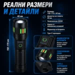 Мощен акумулаторен лазерен LED фенер далекобоен тактически ръчен прожектор водоустойчив USB-5