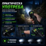 Мощен акумулаторен лазерен LED фенер далекобоен тактически ръчен прожектор водоустойчив USB-6
