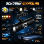 Мощен далекобоен професионален LED лазерен прожектор тактически ръчен фенер за лов риболов къмпинг-2