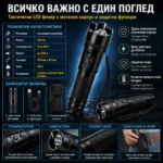 Мощен тактически електрошок кучегон за самоотбрана от кучета нападение хора LED фенер акумулаторен-6