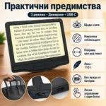 Голяма правоъгълна лупа за четене с LED осветление 5х увеличение USB зареждане цяла страница-2