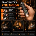 Мини акумулаторен фенер YEMAO с магнит, USB-C и 2 батерии - Image 7