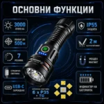 Професионален прожектор 3000 лумена YEMAO Хибриден Лазерен LED USB-C за лов риболов туризъм палатка-2