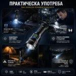 Професионален прожектор 3000 лумена YEMAO Хибриден Лазерен LED USB-C за лов риболов туризъм палатка-4
