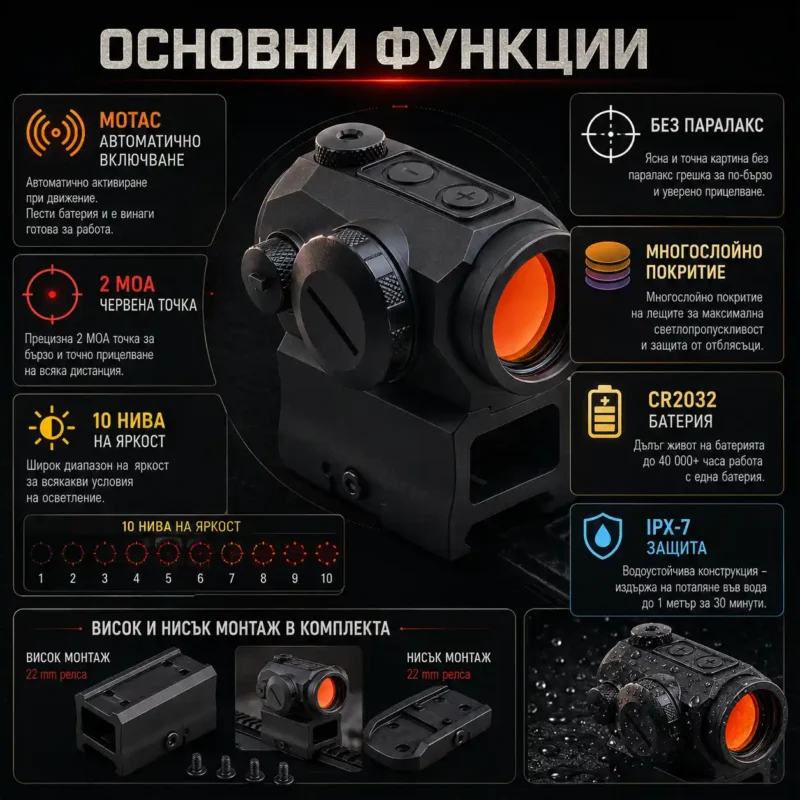 Тактически малък бързомер с технология MOTAC SIG SAUER ROMEO5 за оръжие пушка прицел еърсофт лов-2