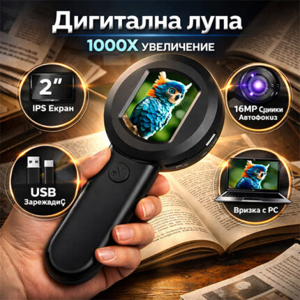 Дигитален микроскоп с UV светлина 100X 16MP камера и 8 LED