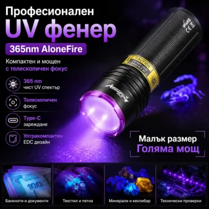 Мощен UV фенер с регулируем фокус 365nm