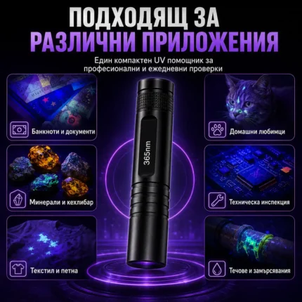 Професионален силен ув фенер 365nm UV фенерче с черен филтър за фалшиви пари печати камъни смола-2