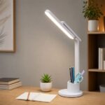 Мощна безжична LED настолна лампа за бюро 21W с тъч димер 3 светлини за учене четене деца-2