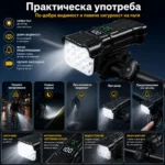 Мощен LED фар за велосипед тротинетка 2 в 1 със силен звънец и дигитален дисплей-3
