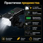 Мощен LED фар за велосипед тротинетка 2 в 1 със силен звънец и дигитален дисплей-4
