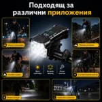 Мощен LED фар за велосипед тротинетка 2 в 1 със силен звънец и дигитален дисплей-6