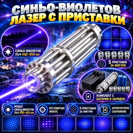 Синьо виолетов лазер 440–450 nm с регулируем лъч
