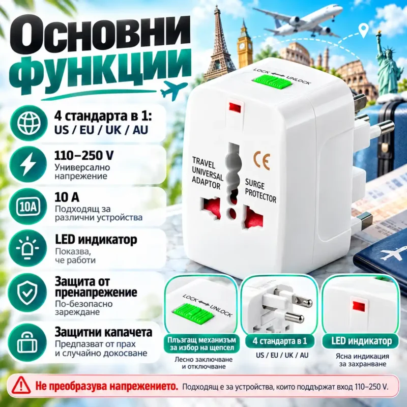 адаптер за контакти US EU UK AU